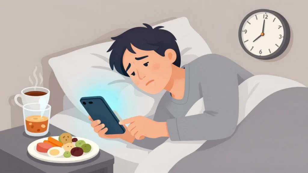 Lifestyle habits like caffeine, alcohol, screen time, and late meals causing waking up at 3am