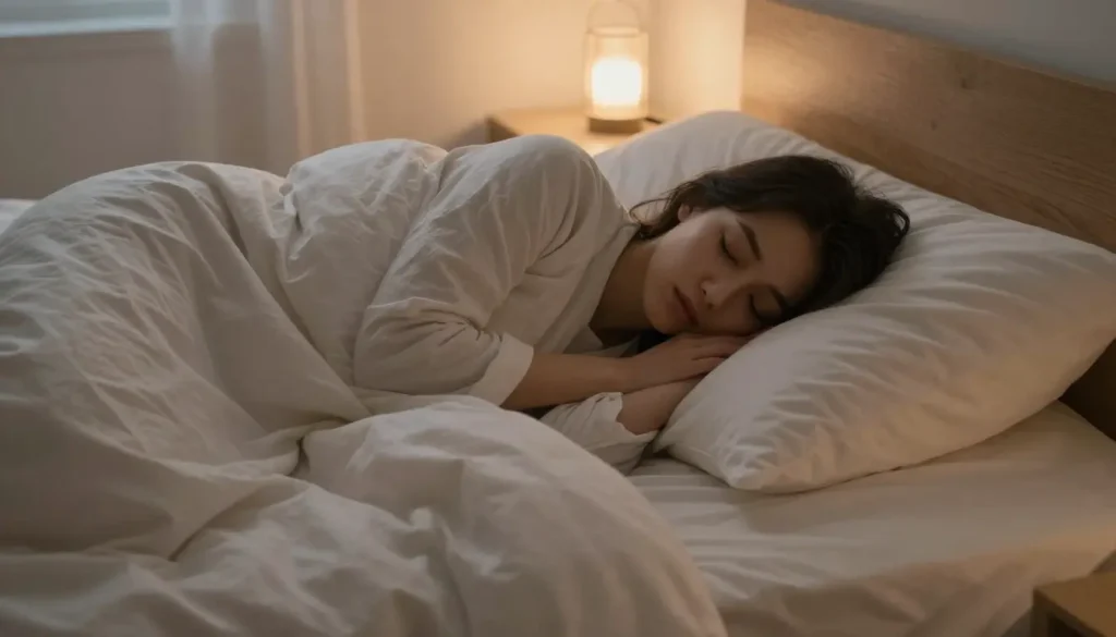 Peaceful bedroom at night showing natural sleep environment for better sleep without melatonin