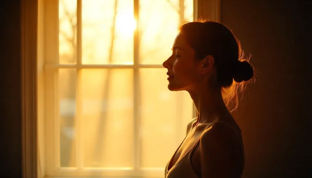 Person receiving morning sunlight exposure through a window, demonstrating a natural circadian rhythm reset and Natural Sleep Hacks for Deep Sleep through natural light