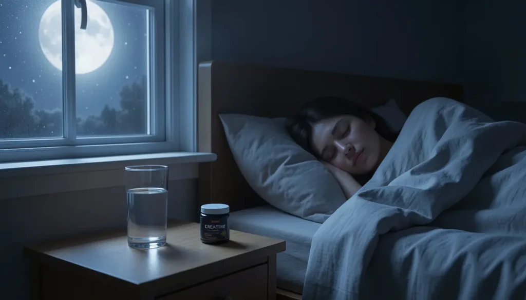 Person sleeping peacefully after taking creatine supplement
