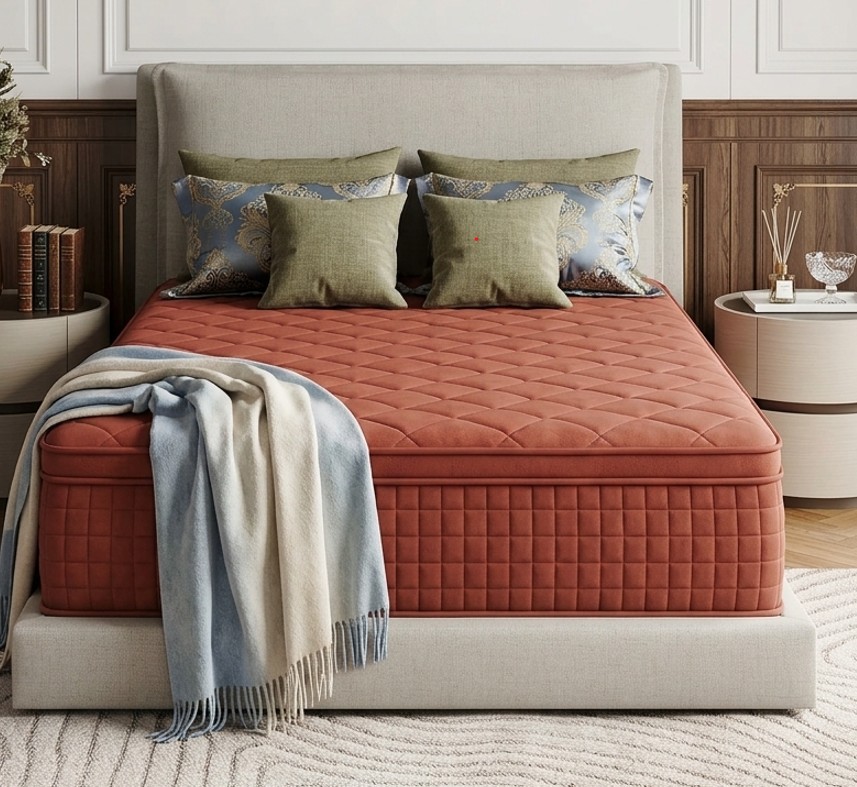Hybrid king size mattress with gel memory foam and pocketed coils for spinal alignment