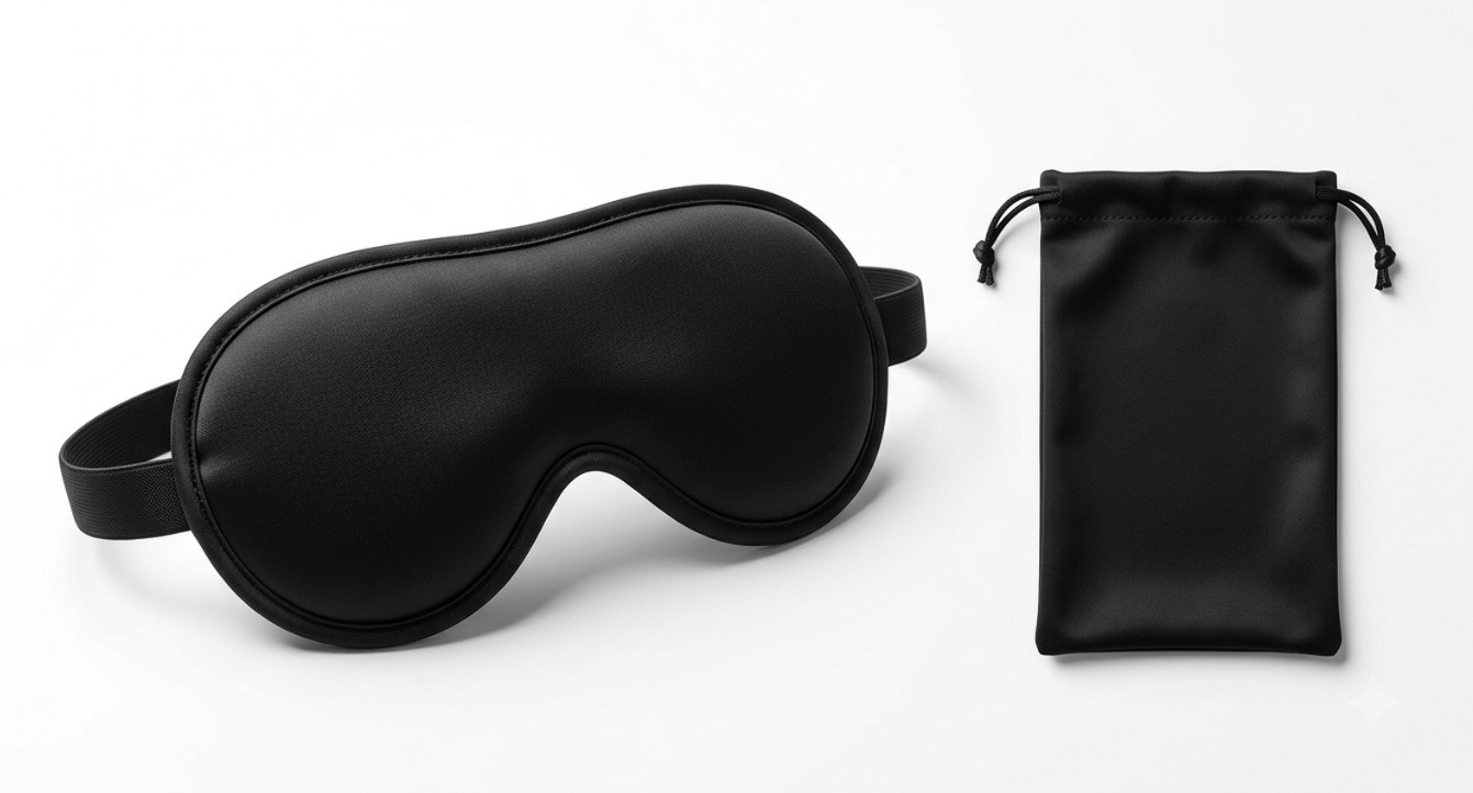 100% blackout sleep mask with gentle vibration massage and travel pouch